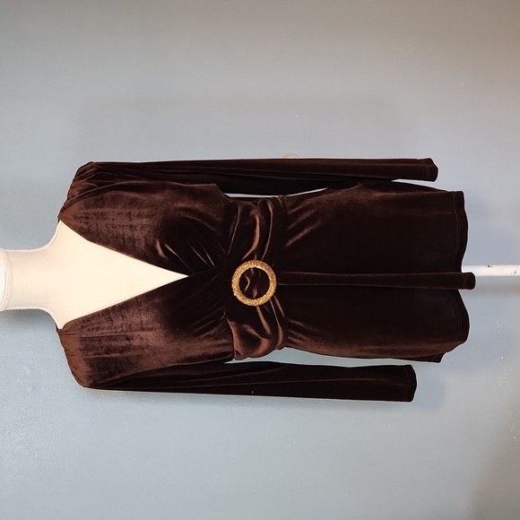 Boston Proper Tops - Vintage 90's Boston Proper velvet velour ruched gold accent long sleeve …